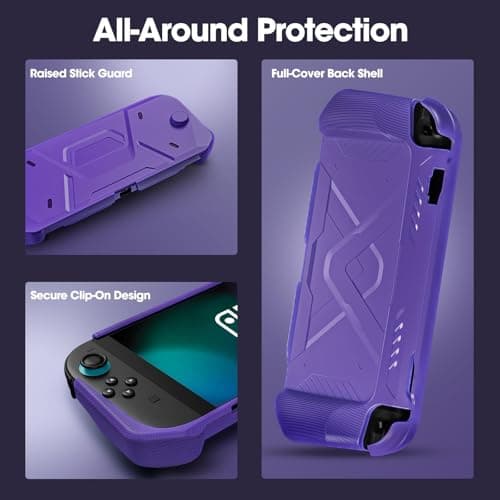 OIVO INDIA Protective Case for Nintendo Switch 2 (2025), PC Front Cover +TPU Soft Back Shell 360° Protection, Anti-Scratch, Ergonomic Grip Design, Compatible with Nintendo Switch 2 2025 - (Purple) 2