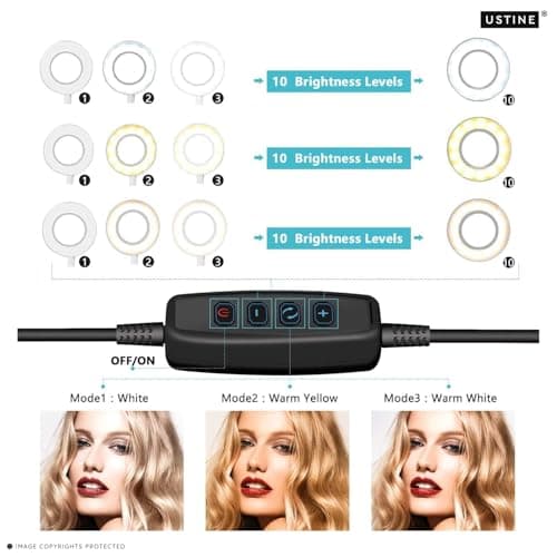 USTINE Youtuber Kit | 10" Ring Light | Wireless mic | Extra-Long Selfie Stick with Large Reinforced Tripod Upto 67 inch/170 cm with, BT, Fb Videos, Reels. (Tripro X5 + 10" Light+Wireless Mic) 4