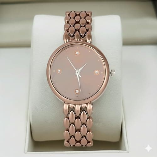 styledose Women’s Diamond Studded Watch | Premium Metal Bracelet Strap | Analog Quartz Movemnet Ladies Wrist Watch | Watch for Women & Girls | Wrist Watches for Women's & Girls&Ladies (Brown) 2