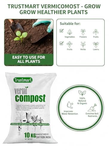 TRUSTMART Organic Fertilizer Organic & Natural Plant Nutrient Cow Manure, Vermicompost Fertilizer (10Kg), Granules 2