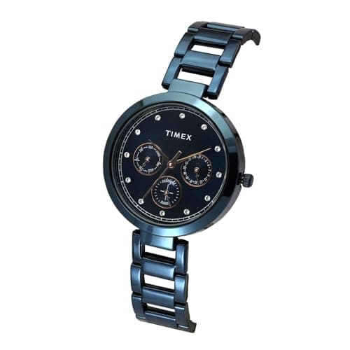 TIMEX Analog Watch for Women with Blue Round Dial & Blue Stainless Steel Bracelet Band Water Resistant Women's Wrist Watches - TW000X268 2
