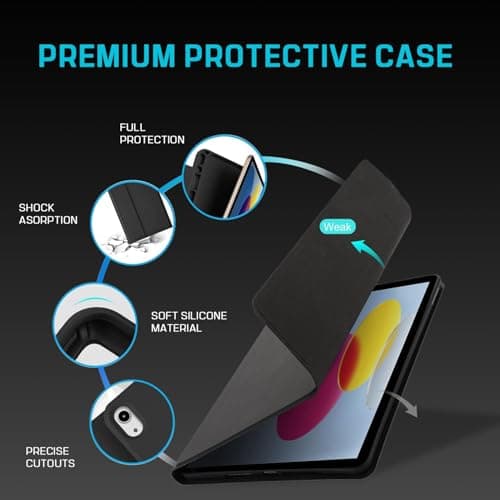 BESTOR Bluetooth Touchpad Keyboard flip case Cover for 10th Gen with Pencil Holder Bluetooth Laptop-Size Tablet Keyboard Compatible with iPad, Laptop, Tablet (Black) 3