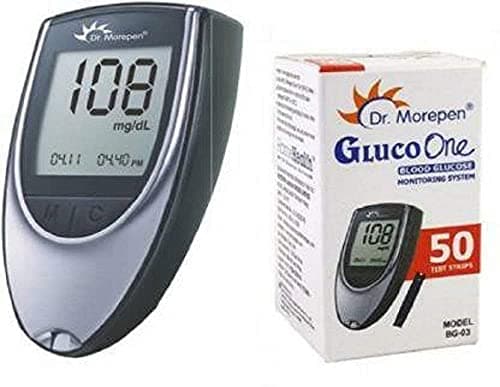 Dr. Morepen GlucoOne Blood Glucose Monitor Model BG-03 with 50 Strips | Silver 3