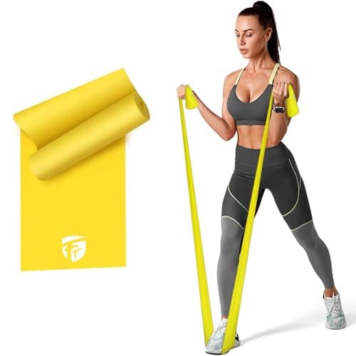 FirstFit Natural Rubber Resistance Loop Bands | Elastic Exercise Band Set | Best Resistant Workout Loops for Booty, Glute, Leg & Thigh Exercising (1.5 Meter Yellow) - (10-15 lbs)