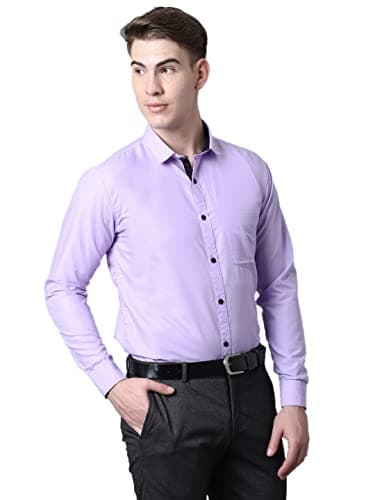 Majestic Man Slim Fit Cotton Blend Formal Shirts for Men (Large, Lavender) 3