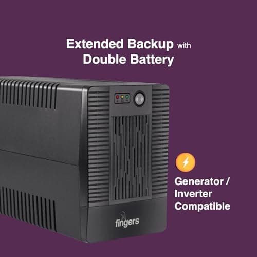 FINGERS Fast-Recharge UPS FR-1097-4S (1000VA / 600W Line-Interactive UPS, 33% Faster Recharge, Extended Battery Backup, AVR Voltage Stabilization, Generator & Inverter Compatible) 3