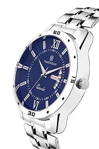 TIMEWEAR Casual Day Date Stainless Steel Watch Collection For Men Analogue Men's Watch(Blue Dial & Silver Colored Strap)-231Bdtg 2