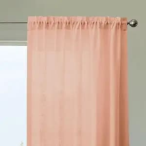 HOMEMONDE Sheer Curtains 5 Feet Long Set of 2 - Light Filtering Transparent Solid Window Curtain with Top Rod Pocket - (Peach - 60 Inches)
