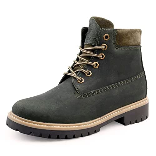 Bacca Bucci® Men's Bullet Splash Proof Full Leather Classic Fashion Boots for Bikers Riders Trekking Trails Backpacking and Hiking | 6 Inches | Ankle Height | All Day wear- Olive, Size UK10