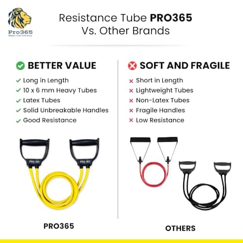 PRO365 30KG Resistance Band with Double Toning Tube | Heavy Duty Exercise Band with Solid Compound Handles | Home Gym Workout, Strength Training & Physiotherapy Equipment | 6 Months Warranty 2