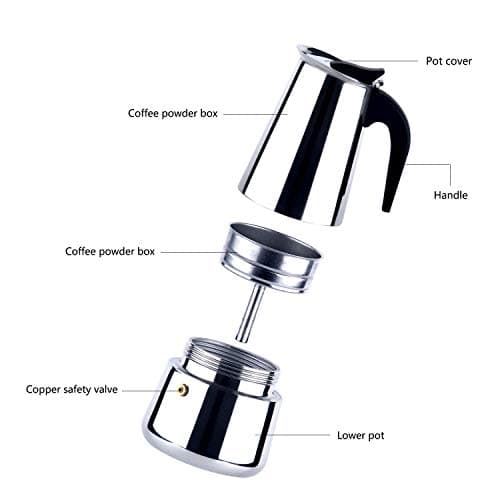 Niyam portable Stainless Steel Stove Top Espresso Coffee Maker Percolator Moka Pot (4 cup - 200 ml) 3