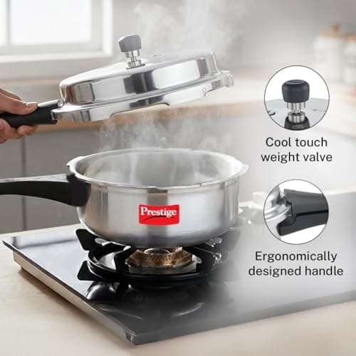 Prestige 2 Litre Aluminium Popular Outerlid Pressure Cooker | Virgin Aluminium| Gas Compatible|Controlled Gasket Release System|5 years warranty|ISI Certified 5