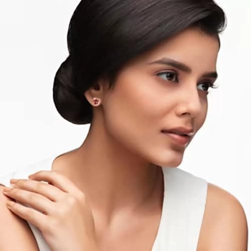 Nilu's Collection Daily Use, Light Weight Cubic Zircon Stud Earrings| Perfect for baby girls, office goers (Pink: Rose Gold) 2
