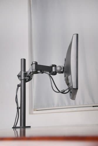 Rife VESA Full Motion Single Arm Desk Monitor Mount Stand with Fully Adjustable Arms Fits Screen up to 27" (Black) (Single Monitor Clamp Arms) 3