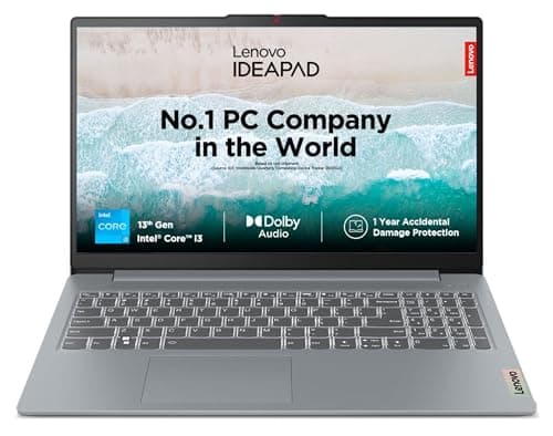 Lenovo IdeaPad Slim 3, Intel Core i3 13th Gen 1315U, 8GB RAM, 512GB SSD, FHD 15.6"(39.6cm), Windows 11, Office 2024, Grey, 1.6Kg, 82X700G5IN, Alexa Built-in, 1Yr ADP Free, 3 Month Game Pass Laptop