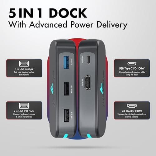 Type C 5 in 1 Wozoyo Docking Station with USB 5Gbps (3.2 Gen 1), 2XUSB 2.0, 4K@60Hz HDMI, and PD 100W – Compact USB-C Hub, Portable Design, Universal Compatibility with macOS, Windows, Android, & iOS 4