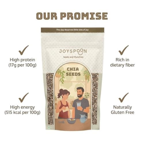 JoySpoon Premium Chia Seeds | 100% Natural Superfood | Rich in Fiber, Plant Protein & Omega-3 | Healthy Daily Nutrition Seeds | Ideal for Smoothies, Detox Water, Yogurt & Diet Recipes | Pack of 1 3