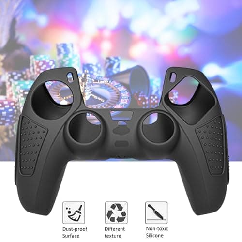 OIVO INDIA Black Dotted Design Cover for PS5 Game Controller Remote Sleeves with Black ThumbGrip Set Compatible with Sony PlayStation 5 Remote (Combo) 4