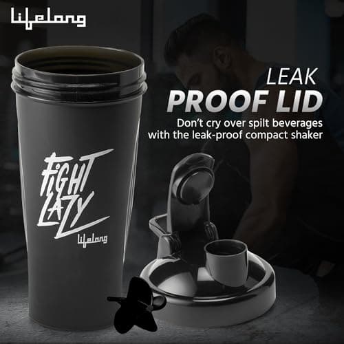 Lifelong Protein Shaker|100% Leakproof Stylish Protein Shaker Bottle|Sipper Bottle|Gym Bottle for Protein- 700ml (LLSHB04, Black) |Plastic 5