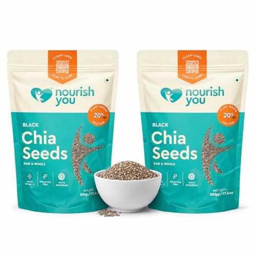 Nourish You Raw & Whole Chia Seeds 1kg Combo Offer Value Pack| Dirt & Stone free | Gluten Free | Source of Calcium, Protein , Dietary Fibre & Antioxidant | Rich with Omega 3 & Zinc | Premium superfood