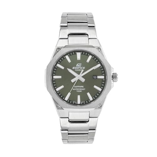 Casio Edifice EFR-S108D-3AVUDF Green Analog Dial Silver Stainless Steel Band Men's Watch Slim Case Sapphire Glass ED603
