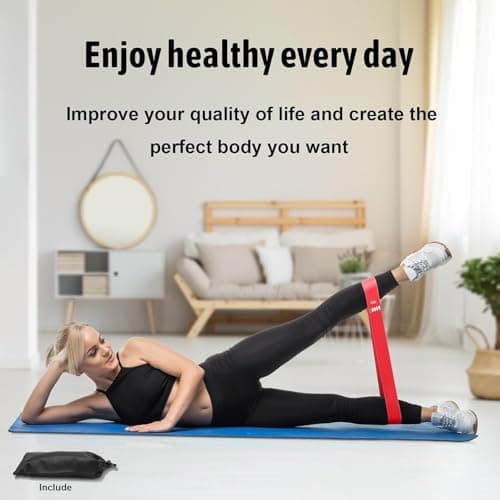 Premium Resistance Bands Set of 5 – Exercise & Fitness Loop Bands for Hip, Glutes, Legs, Squats, Yoga, Pilates, Physical Therapy & Gym Workouts – Booty Belt for Strength Training & Stretching 5