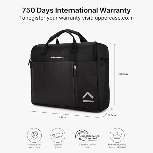 uppercase 14L Omega 02 Professional Laptop Messenger Bag | up to 15.6''| 3x More Water Resistant| Tablet Compartment| Multiple Organisers| Office Bag for Men & Women(Black) 2
