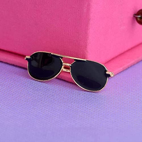 M Fabrics Stylish Sunglasses Shape Lapel Pin Brooch for Men and Women for Suits Blazers Sherwanis Kurtas Jackets and Formal Wear Gold Finish 2