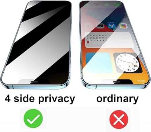 JGD PRODUCTS Anti-Spy 4-Way 360° True Privacy Tempered Glass Militry-Grade Protector for iPhone 13, iPhone 13 Pro,Case Friendly, 9H Hardness, Easy Installation 3