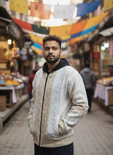 CRYSTALHEAL; DESIGNING THE DESTINY Crystal Heal Vira Jacket for Men & Women – Boho Tribal Cotton Jacket, Handcrafted Ethnic Hoodie Jacket, Winter Casual Streetwear (IN, Alpha, L, Regular) 4