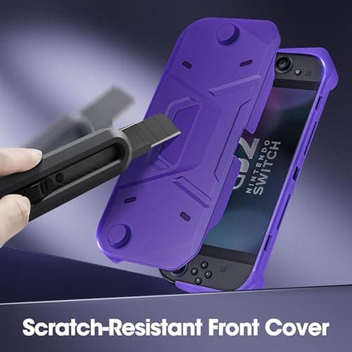 OIVO INDIA Protective Case for Nintendo Switch 2 (2025), PC Front Cover +TPU Soft Back Shell 360° Protection, Anti-Scratch, Ergonomic Grip Design, Compatible with Nintendo Switch 2 2025 - (Purple) 3
