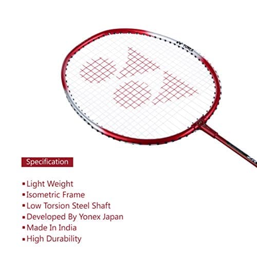 YONEX ZR 100 light Aluminium Strung Badminton Racket with Full Racket Cover (Red/White) | For Beginners | 95 grams | Maximum String Tension - 26lbs 4
