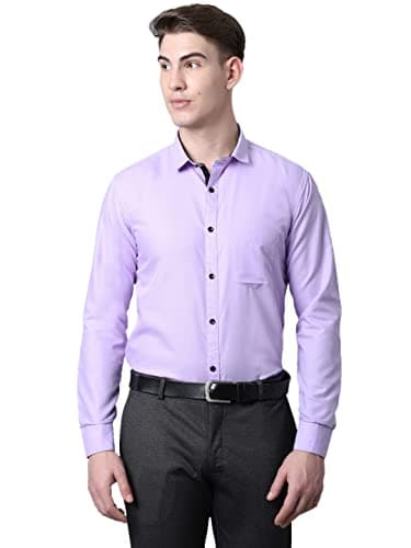 Majestic Man Slim Fit Cotton Blend Formal Shirts for Men (Large, Lavender)