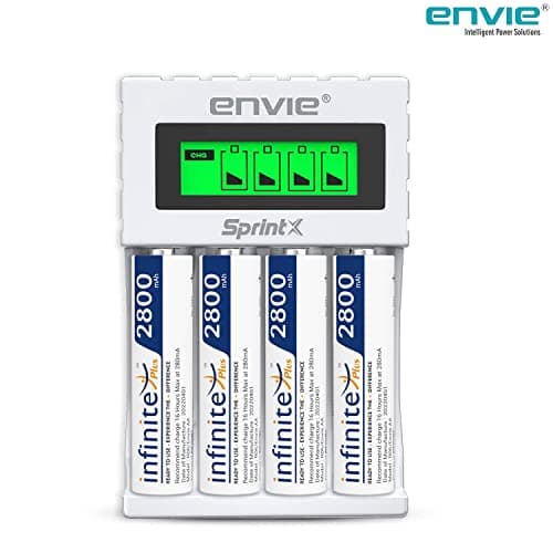 ENVIE® (ECR11MC + 2800 4PL) SprintX Ultra Fast Rechargeable Batteries Charger for AA & AAA Ni-MH with 4xAA2800mah Rechargeable Batteries, with Over Charge Protection 2