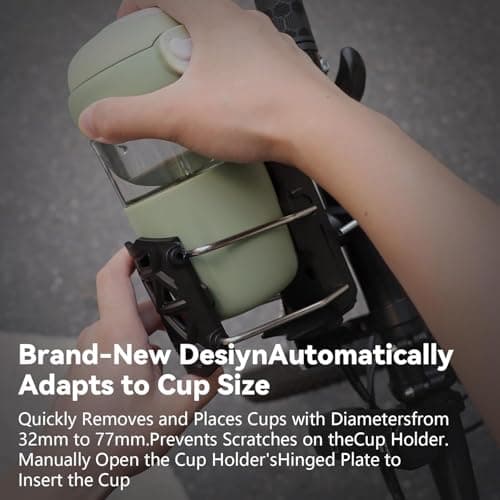 Yobbo Bike Cup Holder, Motorcycle Water Bottle Holder 360° Rotation Adjust Bicycle Handlebar Water Bottle Cages, Upgraded Expandable Design Drink Holder for Bicycle, Motorcycle, ATV 4