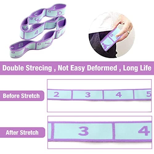 Proberos® Yoga Belt for All People, 8 Loops Stretching Strap with Printed Positions, Multi-Purpose Elastic Resistance Band for Yoga, 85*4 Cm, Fitness, Rehabilitation, Ankle Joint & Ligament Training 5