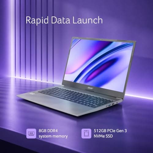 Acer Aspire Lite 13th Gen, Intel Core i3-1305U, Office 2024 + M365 Basic, 8GB DDR4 RAM/512GB SSD, 39.62cm 15.6" FHD IPS Display, Win 11 Home, Steel Gray, 1.59 Kg,AL15-53, Thin & Light Laptop 5