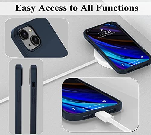 EGOTUDE Soft Slim Flexible Silicone Back Cover Case for iPhone 13 (Navy Blue, TPU) 5