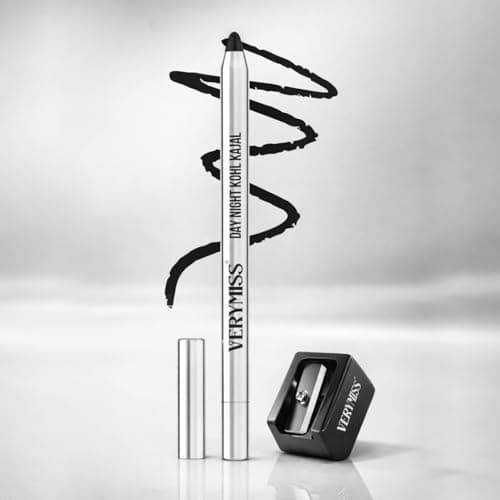 Verymiss Day Night Kohl Kajal With Sharpener 1.2 g I Long-Lasting I Smooth Application I Rich Pigmentation I Jet Black I Qty 1