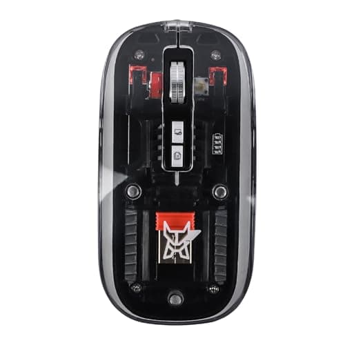 Arctic Fox Clearview Transparent Wireless and Bluetooth Rechargeable Mouse, USB Receiver,LED Battery Magic Silm for Office/PC/Mac/Laptop/Apple/ipad(Black)