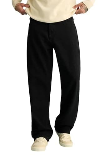 Men Straight Fit Black Denim Jeans | Washed Casual Denim Pants | Comfortable Straight Leg Jeans for Men | Street Style & Office Casual Wear