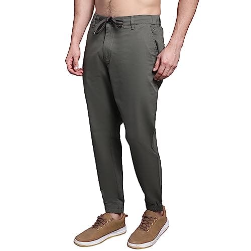 Cantabil Men Olive Cotton Blend Jogger Trackpant (MJOG00002_Olive_34) 3