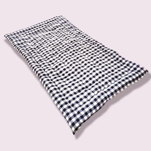 ATOOTFUSION Premium Queen Size Cotton Quilt Mattress | Lightweight Comfort, Medium Firmness | Foldable Reversible Cotton Bedding | White and Black Checkered Design (72X60 Inches) 2