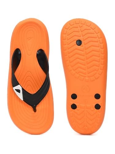 Impakto Slide Sync Men Slippers | Lightweight Soft Cushioned Flip Flop | Anti-Skid Beach & Bathroom Chappal | Comfortable EVA Waterproof Sandals for Casual Use | Everyday Essentials Orange 5