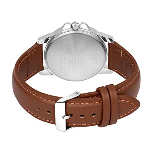TIMEWEAR Analog New Track White Dial Day Date Functioning Brown Leather Strap Watch for Men 5