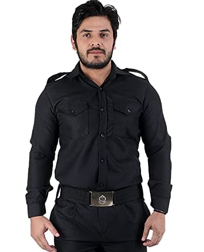 FAB UNIFORMS Men's Security Guard Modern Fit Shirt (Fab209_Black_42)