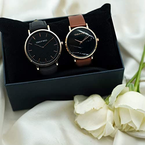 Joker & Witch Faux Leather Unisex Katnis & Peeta Couple Analog Watch Gift Set For Men And Women, Dial_Black 2