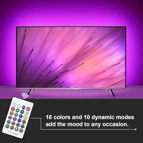 Bias Lighting 60 65 inch TV LED Strip Lights Backlight Kit - 14.4ft USB Powered RGBW 6500K White LED Light Strip with RF Remote Controller for Home Theater Game Room Bedroom Mood Lighting Deor 5
