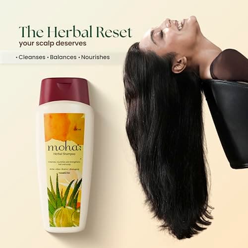 Moha Herbal Shampoo With Amla, Aloe, Bhringraj & Brahmi for Cleansing, Nourishing & Strengthens Hair Roots and Scalp | Hair Growth & Anti-Hair Fall Daily Use Shampoo | Removes Dirt, Excess Oil, and Bu 3