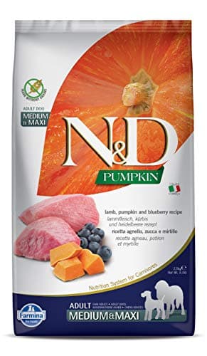 Farmina N&D Pumpkin Adult Medium/Maxi Dog Food | Lamb, Blueberry & Pumpkin | Rich in Anti-oxidants|Complete Food for Adult Dogs | 2.5kg | No Artificial Preservatives